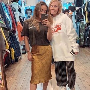 Gold and black midi skirt